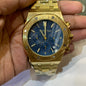 DUA Gold Chain Blue Dial Chrono Working Men Watch