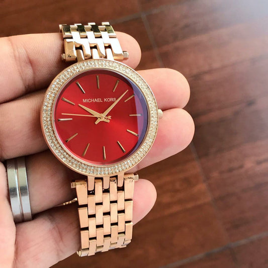 Cim Rose Gold Chain Red Dial Ladies Watch 400346