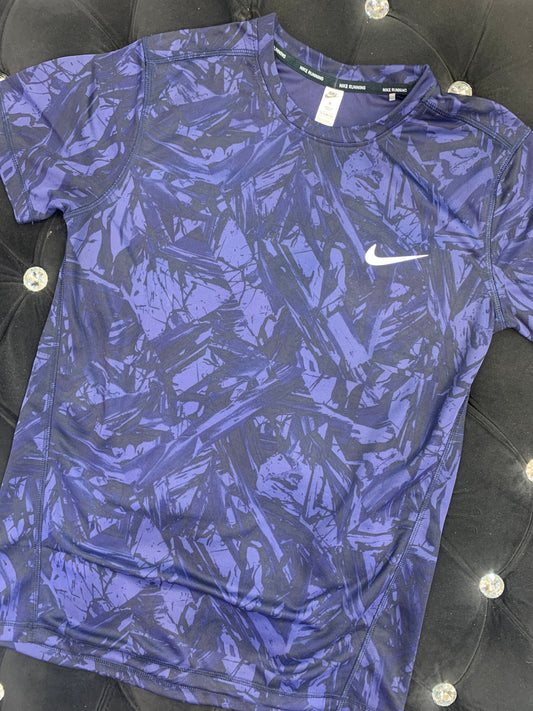 KIN Purple Black Colour With Front Logo Print Dri Fit Sports TShirt 821307