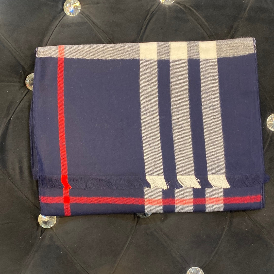 Bur Rub Navy Blue Colour With Black Grey Red Line Imported Muffler 49076