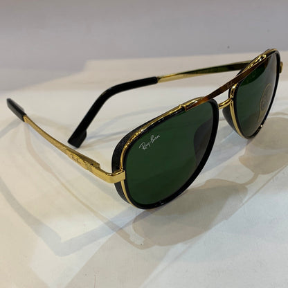 YAR RB Golden Black Frame Green Shade Unisex Aviator Sunglass RB4414 58 14-135