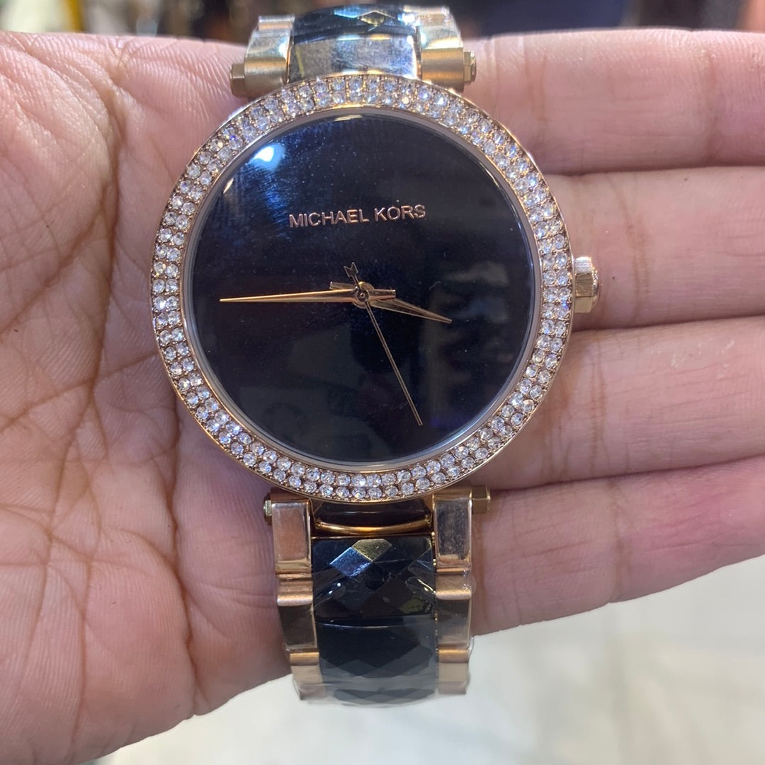 KM Copper Black Chain Black Dail ladies watch