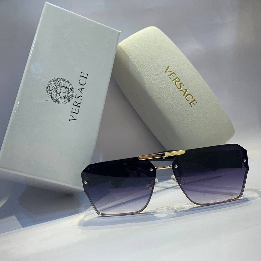 Ver rev Glossy  black gold Frame purple Shade Unisex Sunglass RB 4392 60 16 142