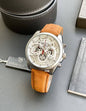 Gat Brown Leather Strap Silver Ring White Dial Men’s Watch 901361