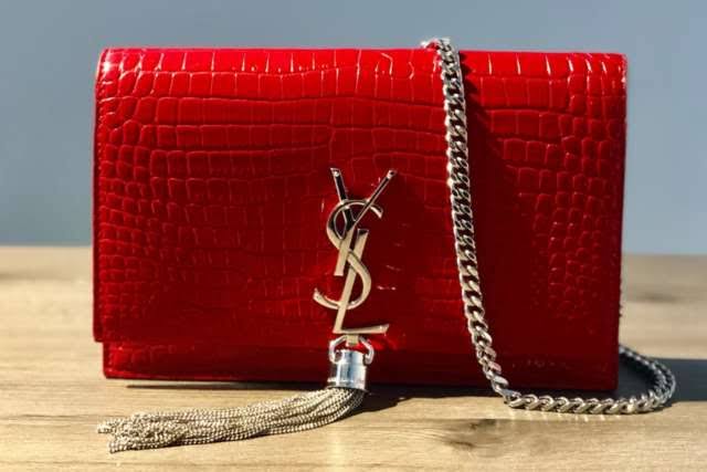 LSY Red Colour With Gold Logo Ladies Side Sling Bag 47344