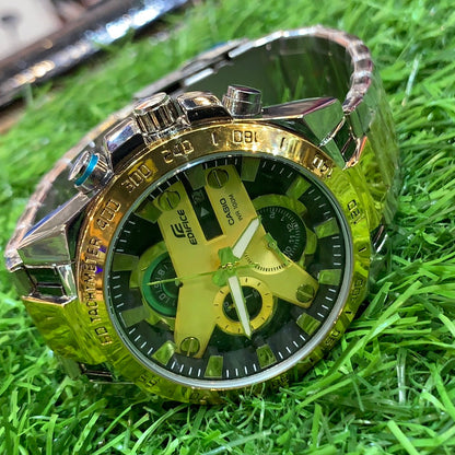 Gold Sliver chain Gold Black Dial 400560