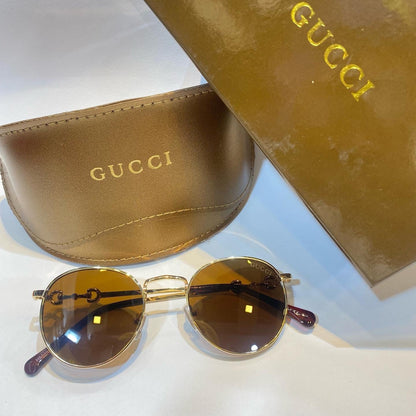 CUG Gold Frame Brown Shade Unisex Branded Sunglasses H5598 C1 56 15-140