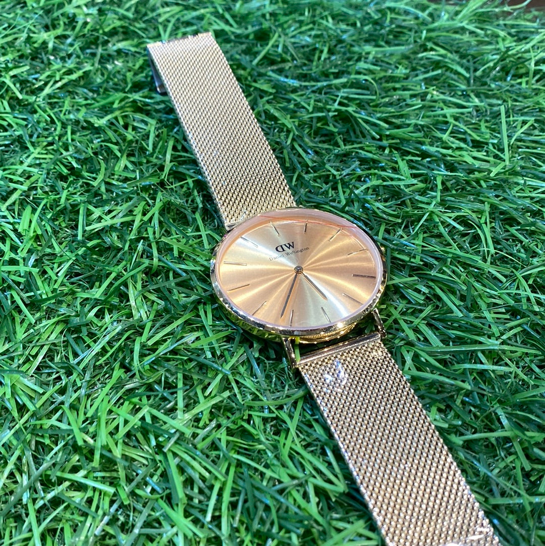 Wd Gold Chain Yellow Dial Slim Formal Casual Watch For Men with Original Box