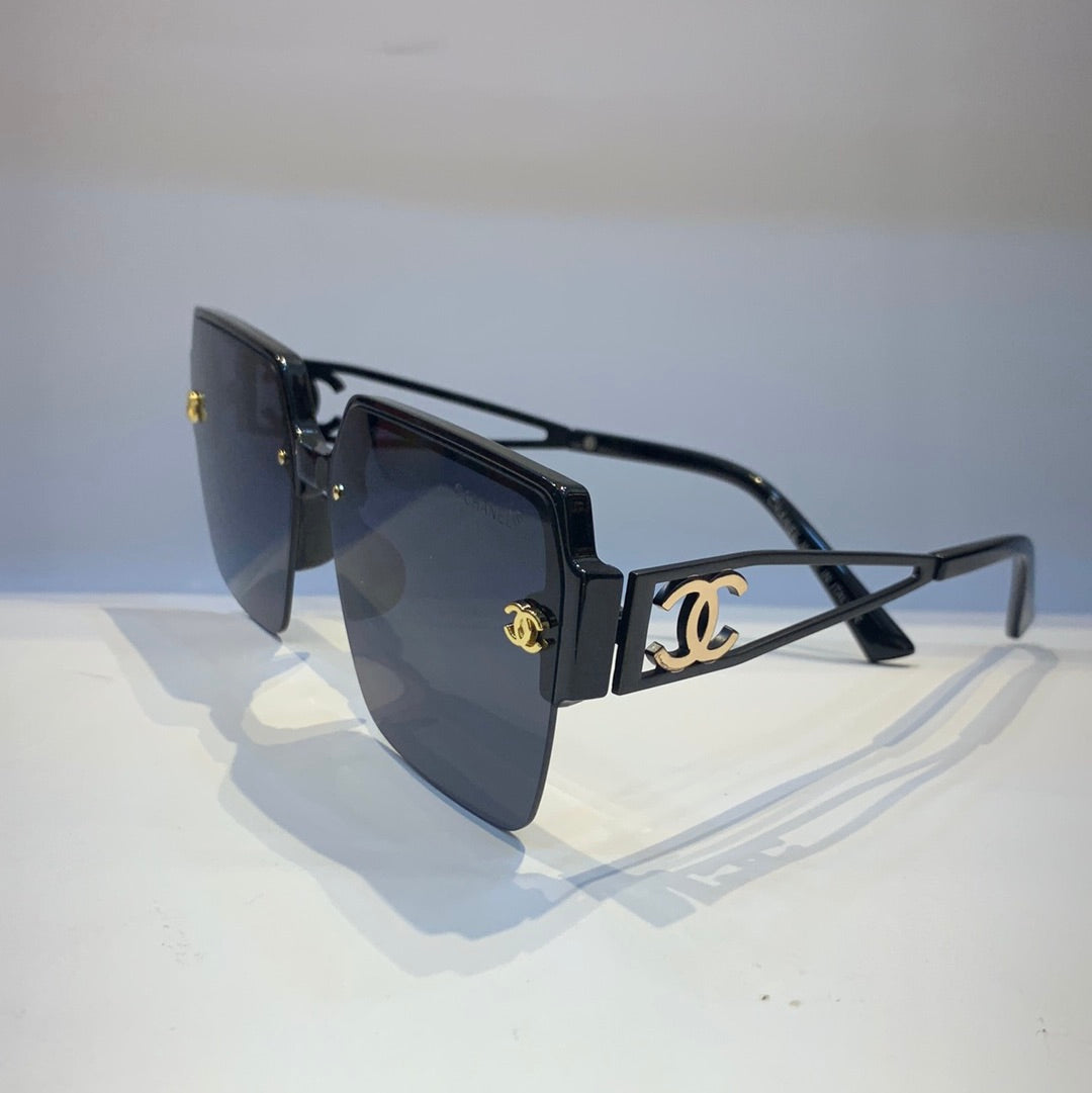AHC Black Frame Black Shade Unisex Sunglasses 8278 55 18-140