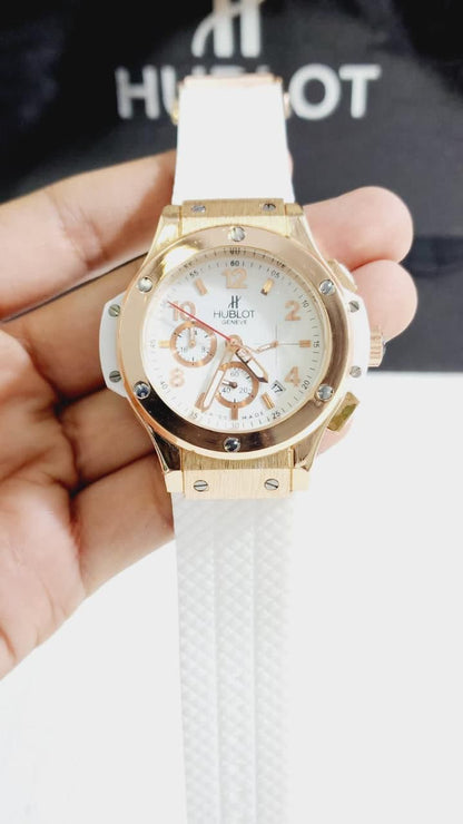 Buh White Strap Copper Ring White Dial Men Watch 901113