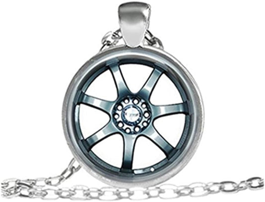 Sliver Car Rim Wheel Pendant Necklace Chain 50297