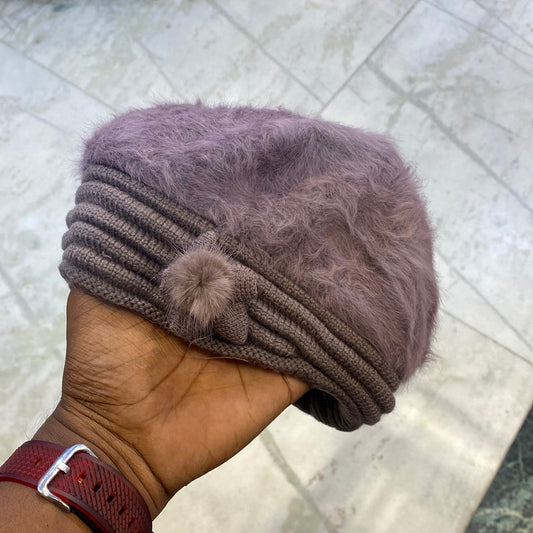 Peach Colour Women Winter Warm Knitted Pumpkin Hat Casual Plus Bean Ladies Cap 9349