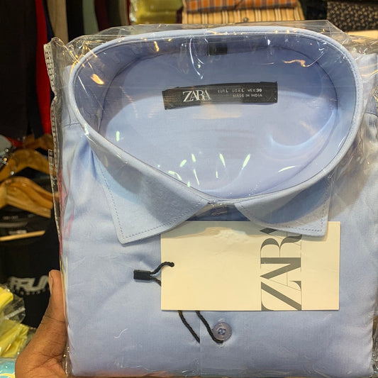 Sky Blue ZR Solid Formal Saturn Shirt Lycra Cotton Men’s Wear Shirt 110094