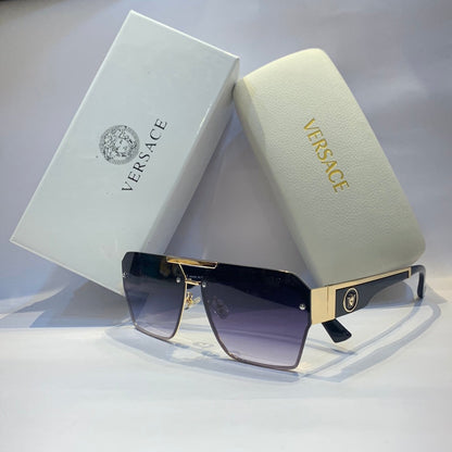 Ver rev Glossy  black gold Frame purple Shade Unisex Sunglass RB 4392 60 16 142