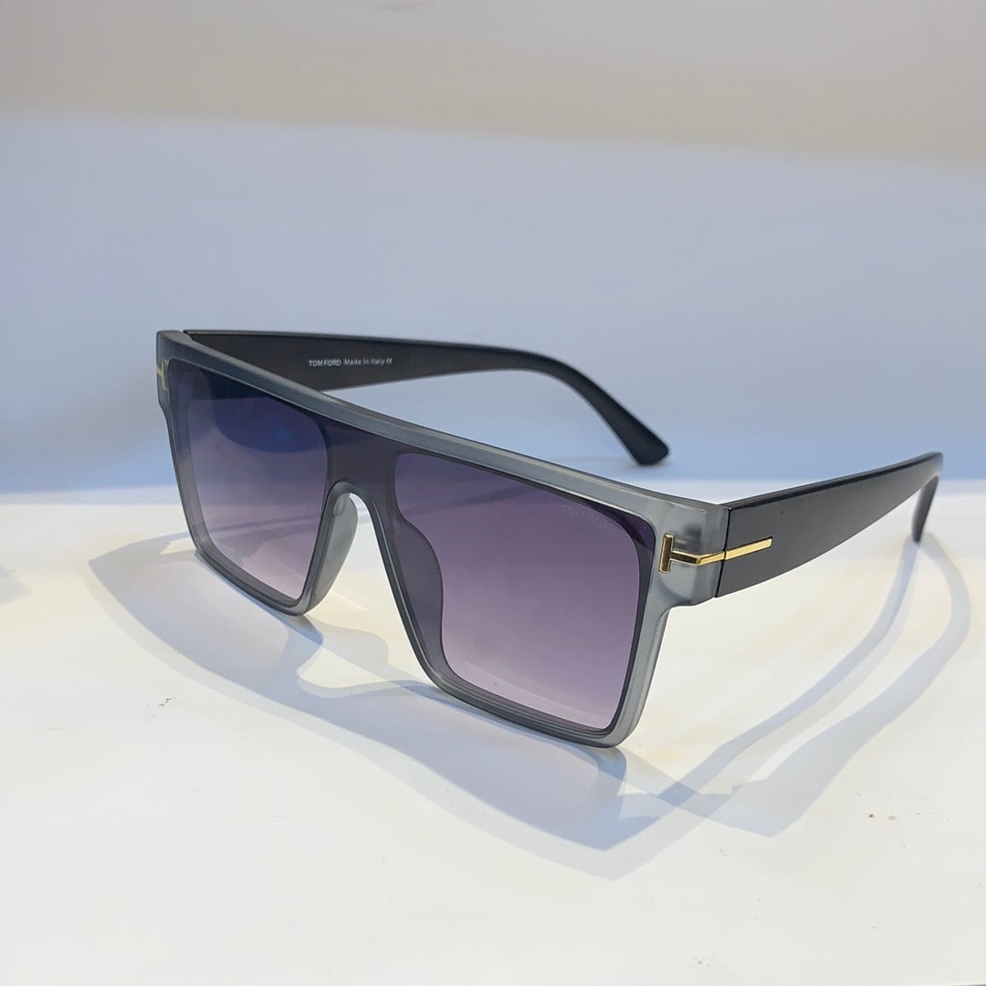 Mot Grey Black Frame Black White Shade Unisex Sunglass
