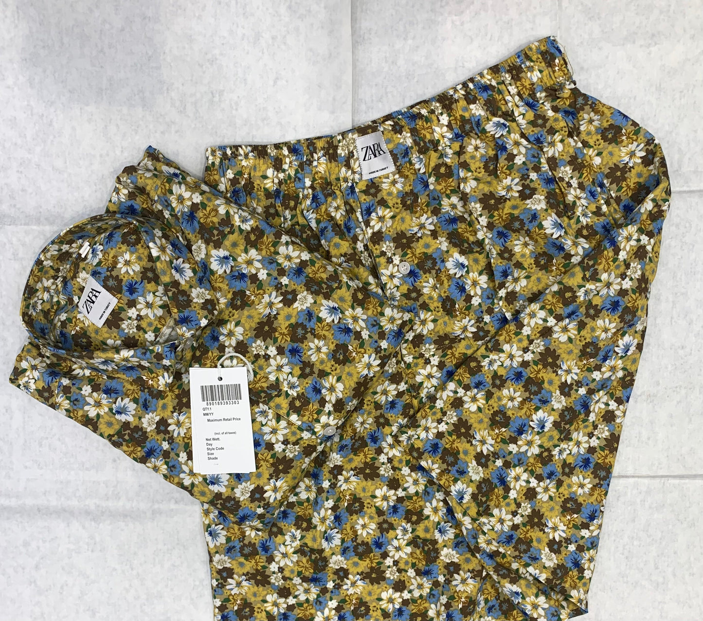 ZR RAZ Yellow Colour With Floral Print Important Shirt With Shorts Coord Set 93313
