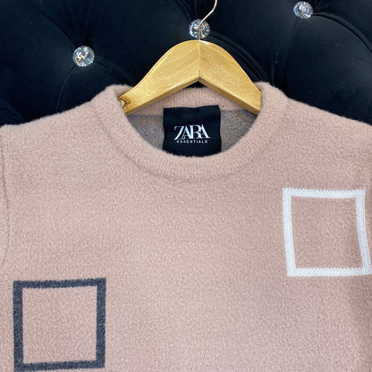 Pink ZR Soft Square Design Sweater for Men Unisex 9110