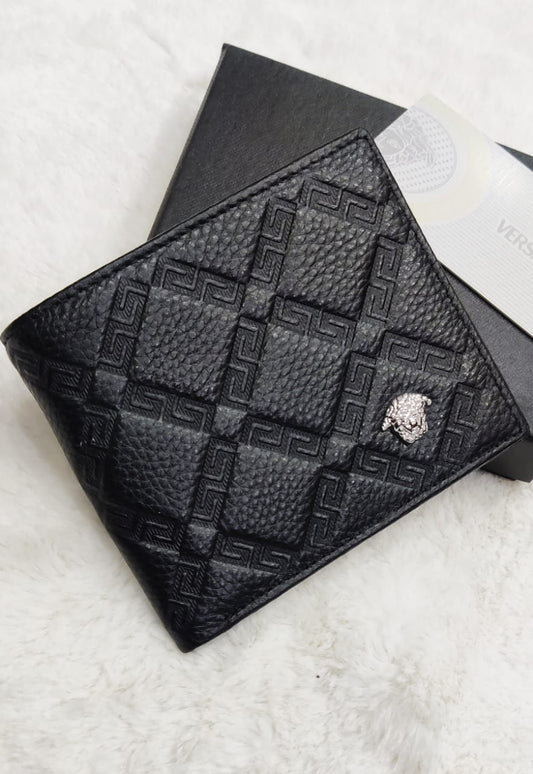 Ver Rev Black colour With Sliver Logo Genuine Leather Men Wallet 3921