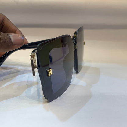 REH HER Black Frame Black Shade with H logo Unisex Branded Sunglass 6013-2 6917-143
