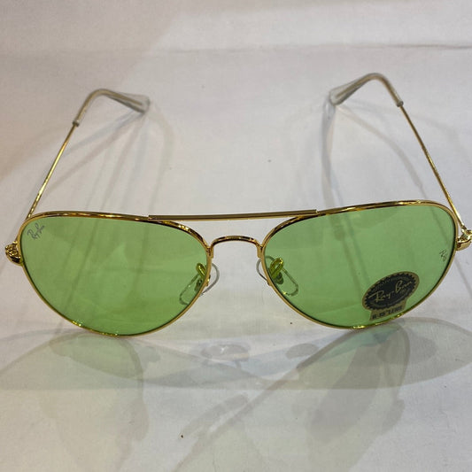 YAR RB Gold Frame Light Green Shade Unisex Aviator Sunglass RB 3026 62 14-135