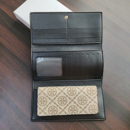 ROT TOR T MONOGRAM JACQUARD APRICOT THREE FOLD WALLET LEATHER  LADIES WALLET