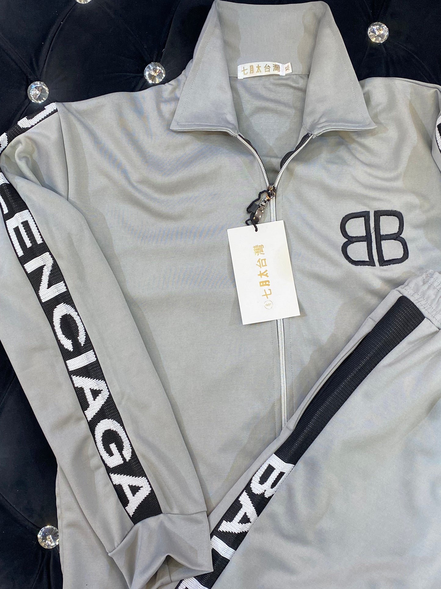 Grey Colour BAL LAB With Logo Text Sleeve Tracksuit Combo 9113