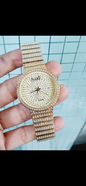 Aip Gold Roman Numbers Studded Diamond Chain Men Watch