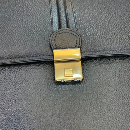Black  colour Genuine Leather Heavy Quality Big Size Lock Laptop Bag 4214