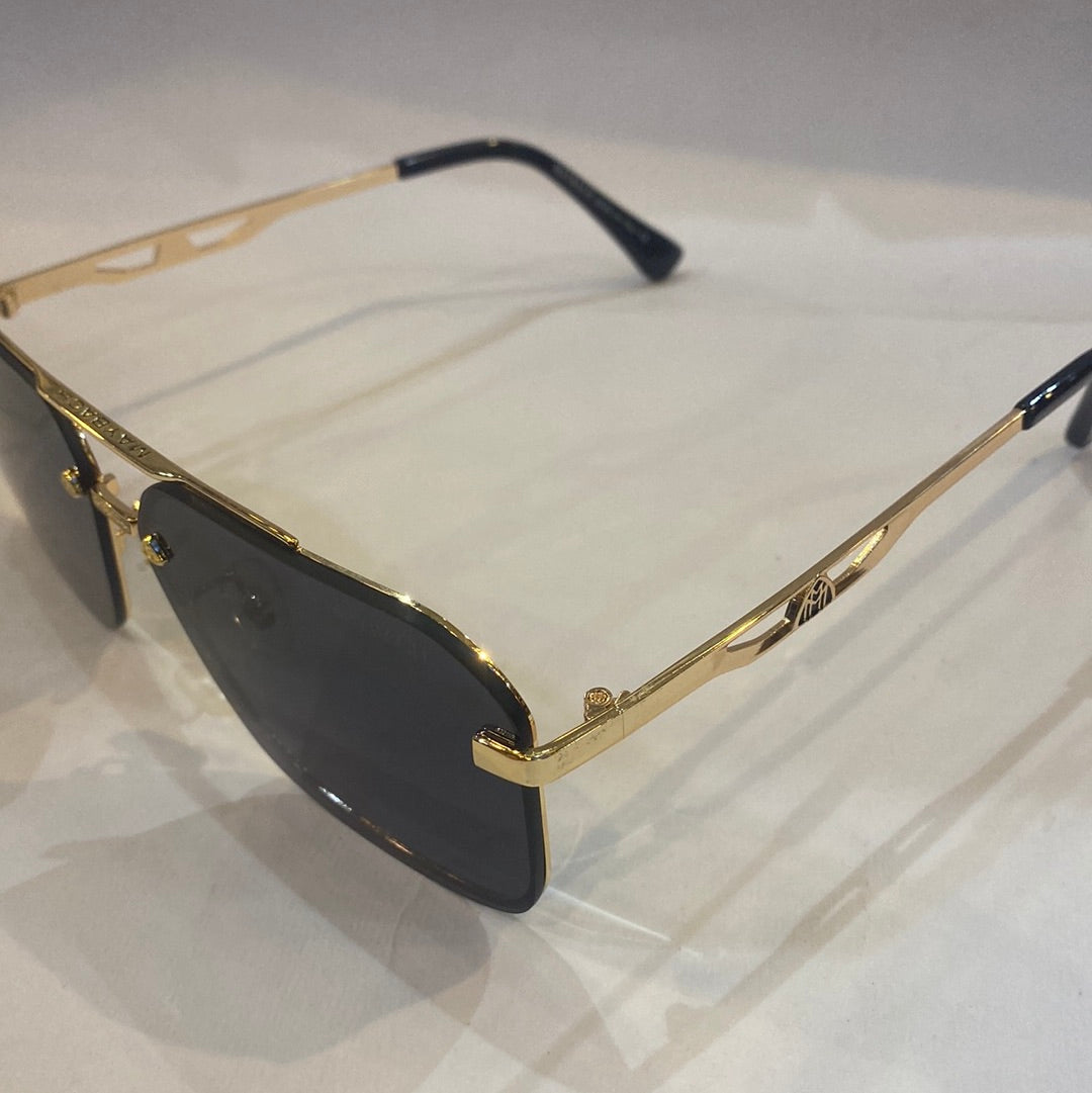 May yam Golden Frame Black Shade Unisex Sunglass 22053 57 15 145
