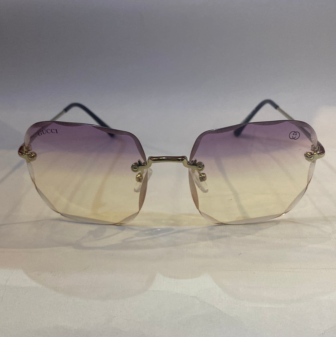 CUG Frameless Golden Black Stick Purple Transparent Shade Sunglass 68108 59 18-141