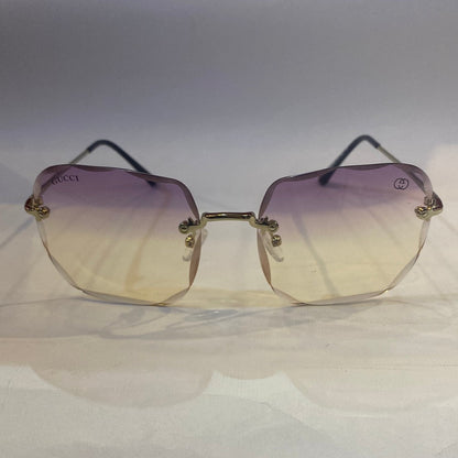 CUG Frameless Golden Black Stick Purple Transparent Shade Sunglass 68108 59 18-141