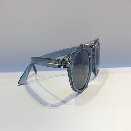 Mot Transparent Blue Frame Black Shade Sunglass