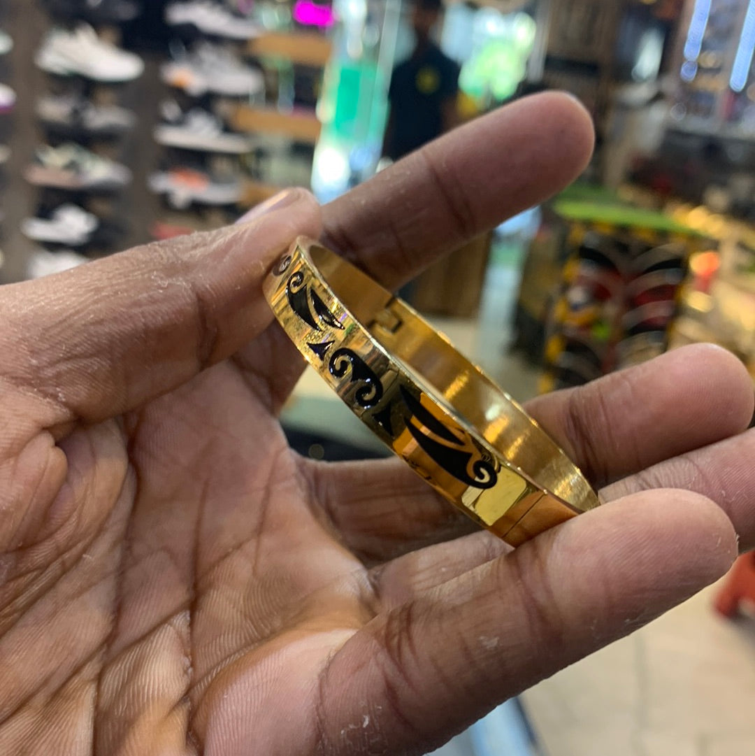 Gold Color with black Desi Premium Quality Kada Bracelet 502403