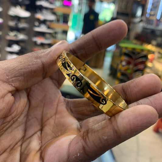 Gold Color with black Desi Premium Quality Kada Bracelet 502403