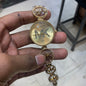 KM Gold Chain Gold Dial Big Logo Ladies Watch 493124