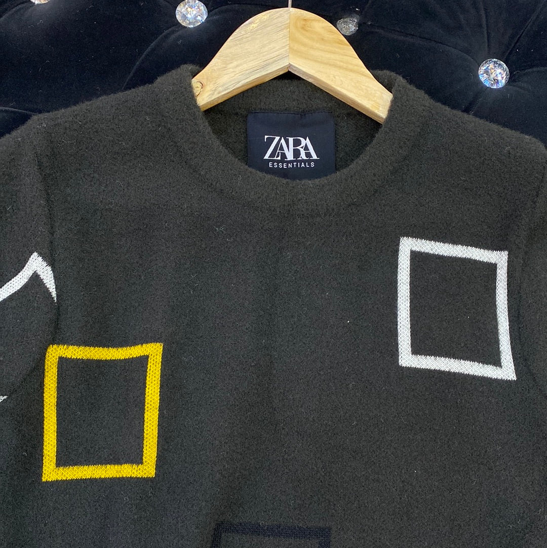 Dark Grey ZR Soft Square Design Sweater for Men Unisex 9110