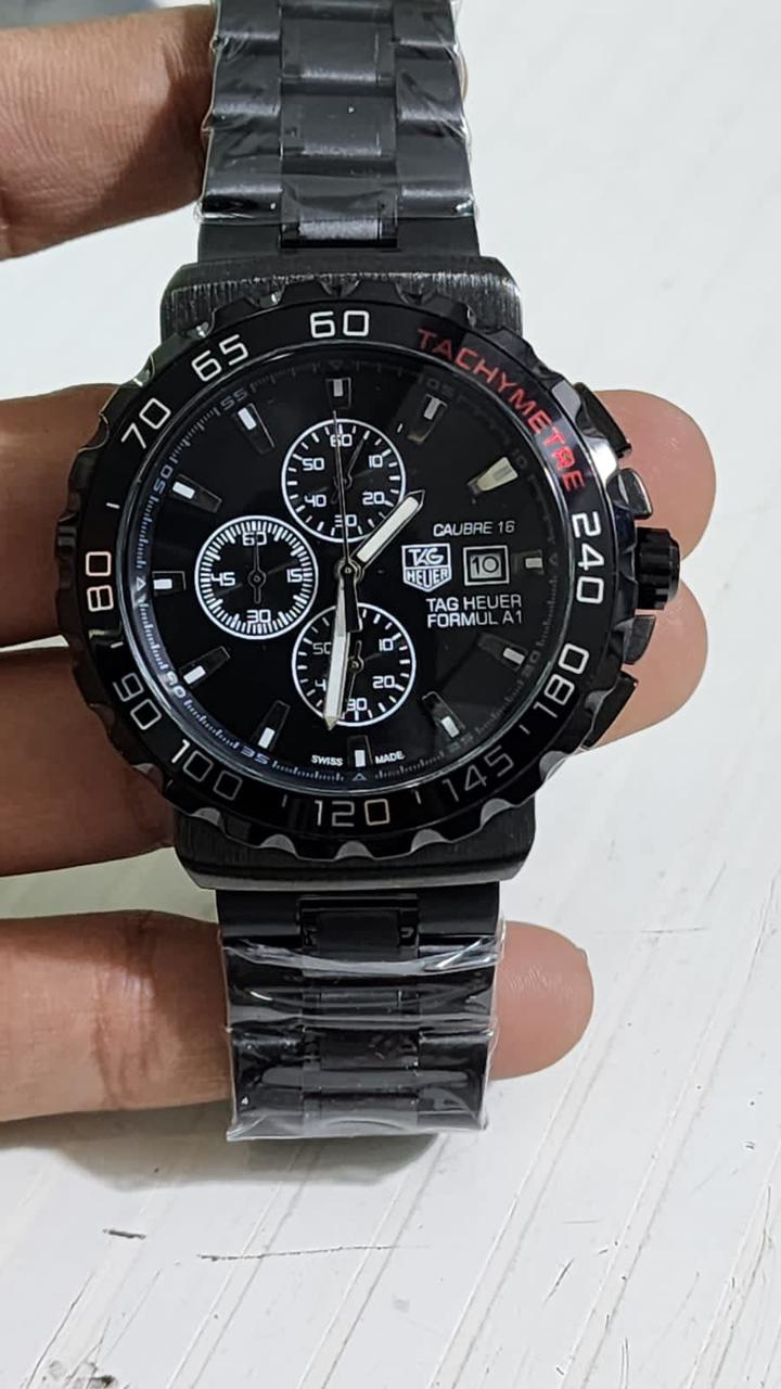 GAT Black Chain Black Silver Dial Chrono Working Men Watch