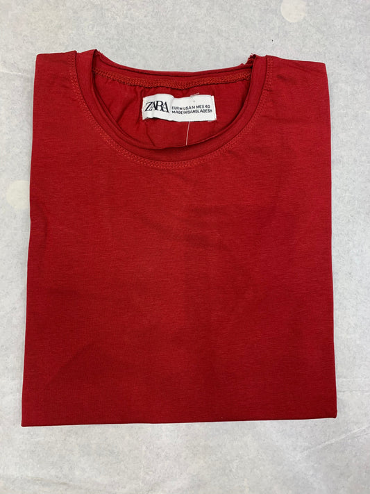 Zr Maroon Color Plain Half Sleeve tshirt 18883