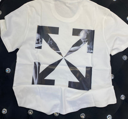 IAM FFO OFF White Colour With OFF Black Colour Print And Back Print  Lycra Cotton Fabric TShirt 781408