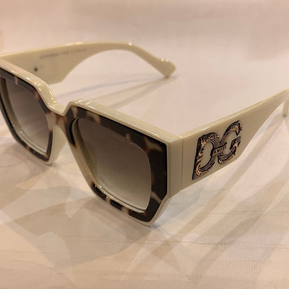 LOD DG White Leopard print Frame Green Shade Sunglass 8291 57 18-142