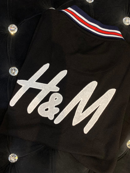 M&H Black Colour With MH logo Back Embroidery Collar Half Sleeve TShirt 4262704
