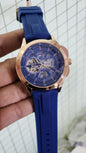 Mot  Blue Silicon Strap Copper Ring Blue Dial Automatic Men Watch 901362