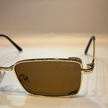 CUG Gold Frame Brown Shade Small Frame Unisex Sunglass 2252