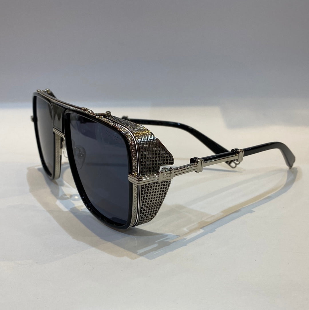 LAB Silver Frame Blue Shade Unisex Branded BPS-104C59 Black