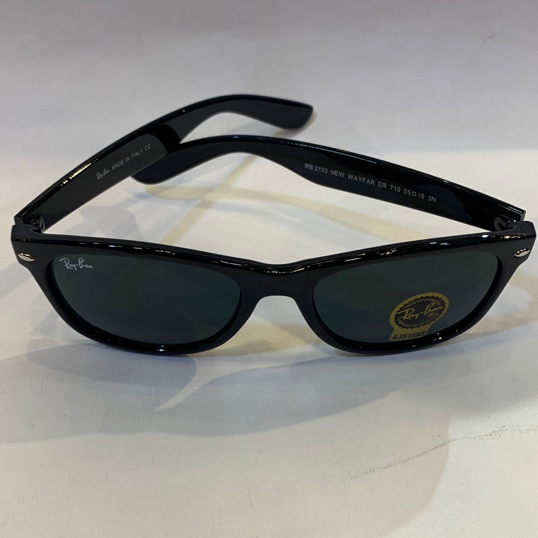 YAR RB Glossy Black Frame Black Shade Unisex Sunglasses RB2132 710 55 18 3N