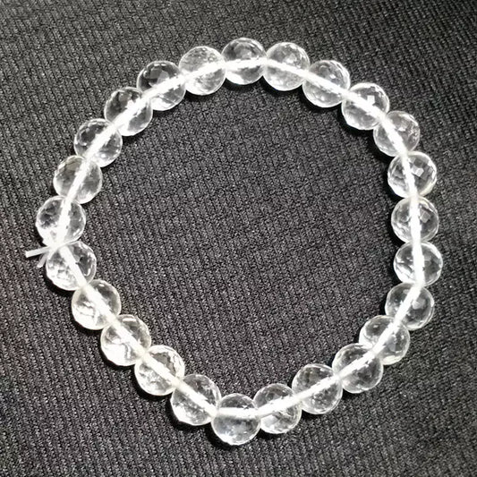 Clear Quartz (Sphatik) Crystal Healing Stretchable Bracelet Natural Stone