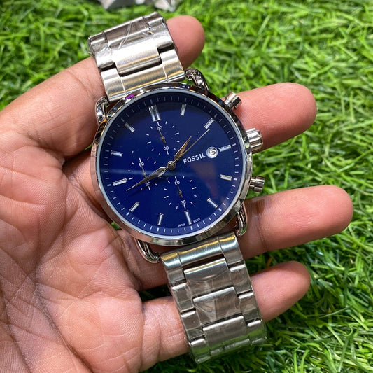 Sof Blue Dial Silver Chain Chrono Men Watch 401240