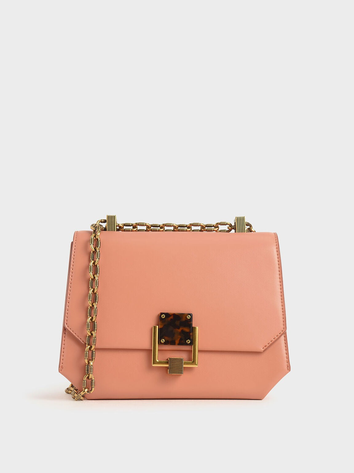 Ladies Peach Orange Charles & Keith Girls Sling  Bag