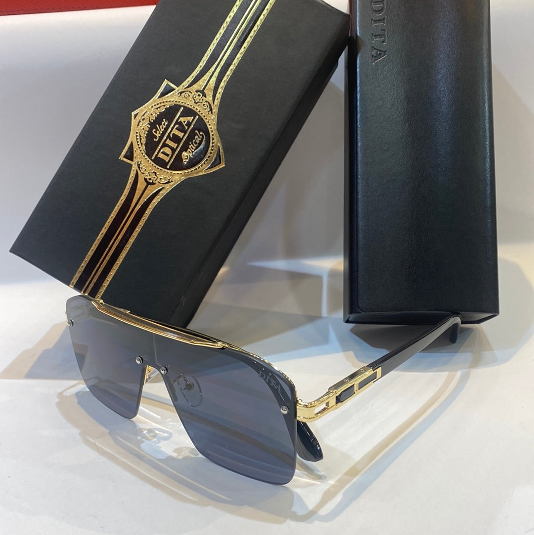 TID Gold Frame Black Shade Unisex Branded Sunglasses DT135 64 16-145