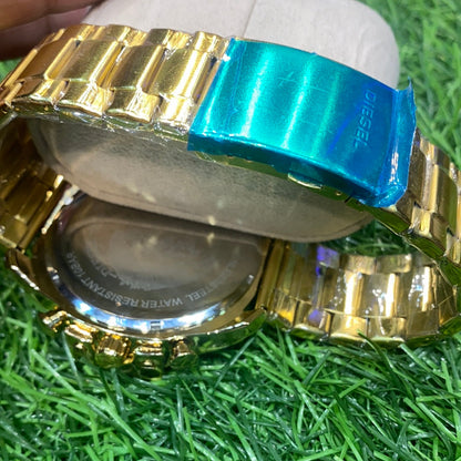 Gold Chain Gold Dial Watch For Men Japanese Machinery